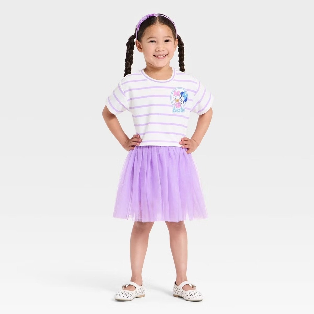 Disney Skort Set Toddler Girls 3T Purple White Minnie Daisy Besties NWT